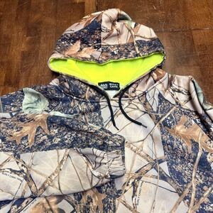 WFS Burly Camo Tan Woodland Large Hoodie‎ Mens Realtree Style Hooded Sweatshirt